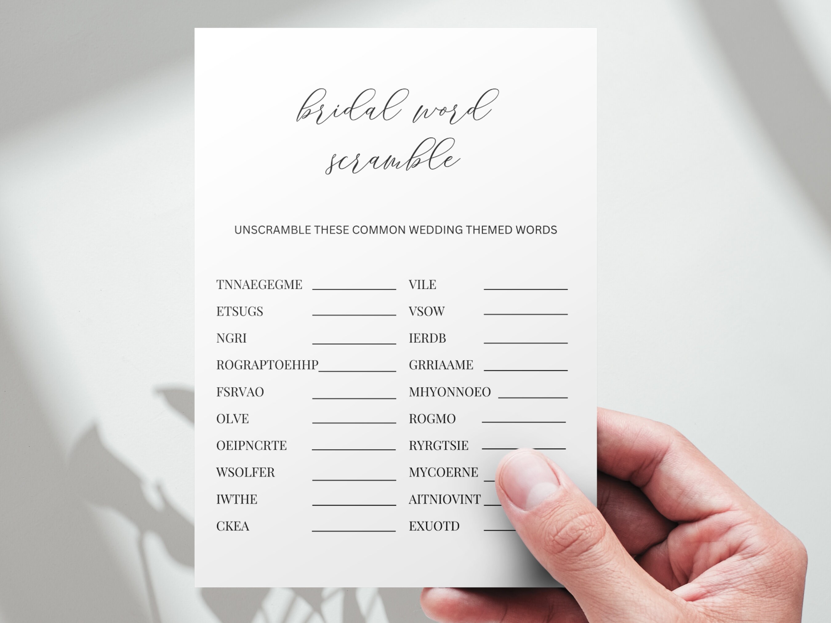 Word Scramble Bridal Shower Game Template Bachelorette Party - Etsy