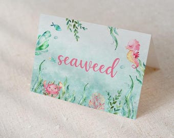 Under the Sea Food Tent Cards: Mermaid Party Buffet Labels (Digital Download