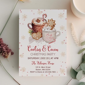 Cookies and Cocoa Christmas Party Invitation (Digital Download)