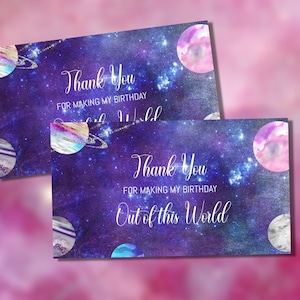 Galaxy Space Birthday Favor Tags, Merci Tags, Sweet Sixteen, Planets, Out Of This World Party, Digital Print, Instant Download