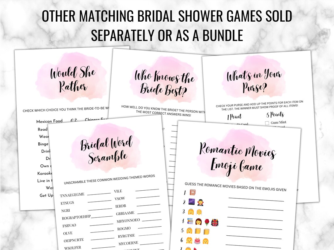 Word Scramble Bridal Shower Game Template Bachelorette Party - Etsy
