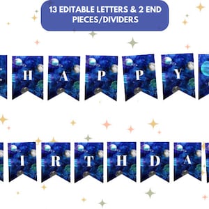 Galaxy Birthday Bunting Banner: DIY Printable Party Decor (Instant Download)