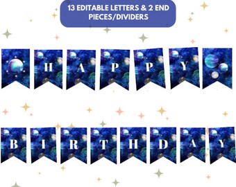 Galaxy Birthday Bunting Banner: DIY Printable Party Decor (Instant Download)