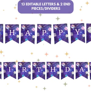Galaxy Birthday Banner, Outer Space DIY Bunting Banner, Galaxy Decorations, Galaxy Bunting Garland, Printable Banner, Instant Download