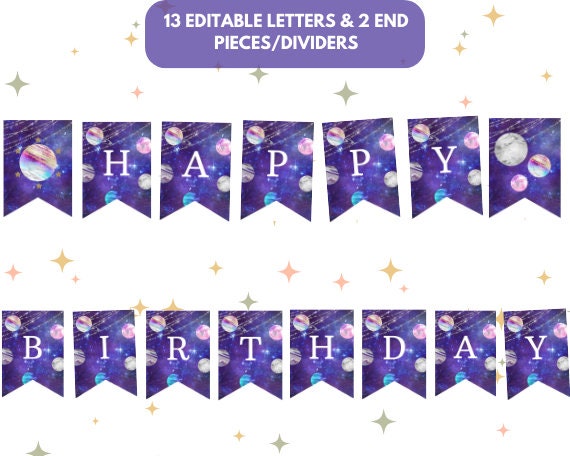 Galaxy Birthday Banner: DIY Printable Bunting (Instant Download)