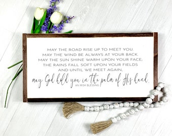 Irish Blessing art and calligraphy May the road rise up framed and matted picture for House Warming Patrick/'s Day St