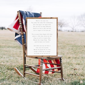 Here&#39;s To The Crazy Ones Pine Wood Framed Sign | Inspirational Canvas Wall Art | Motivational Wall Hanging | Farmhouse Wall Art |