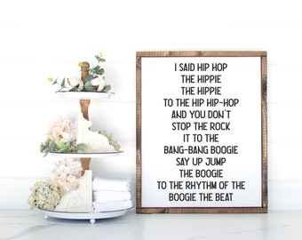 Rappers Delight Framed Canvas | I Said A Hip Hop | Rap Lyrics Wall Art | Farmhouse Decor | Kids Room Sign | Living Room Sign | Gift for Him