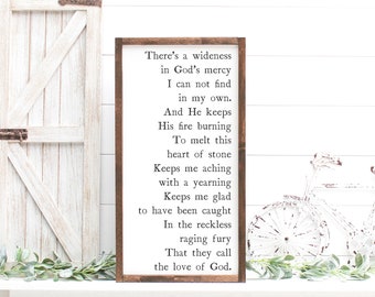 There Is A Wideness In God's Mercy | Hymn Lyrics Pine Wood Framed Canvas | Christian Music Sign | Inspirational Farmhouse Sign  Motivational