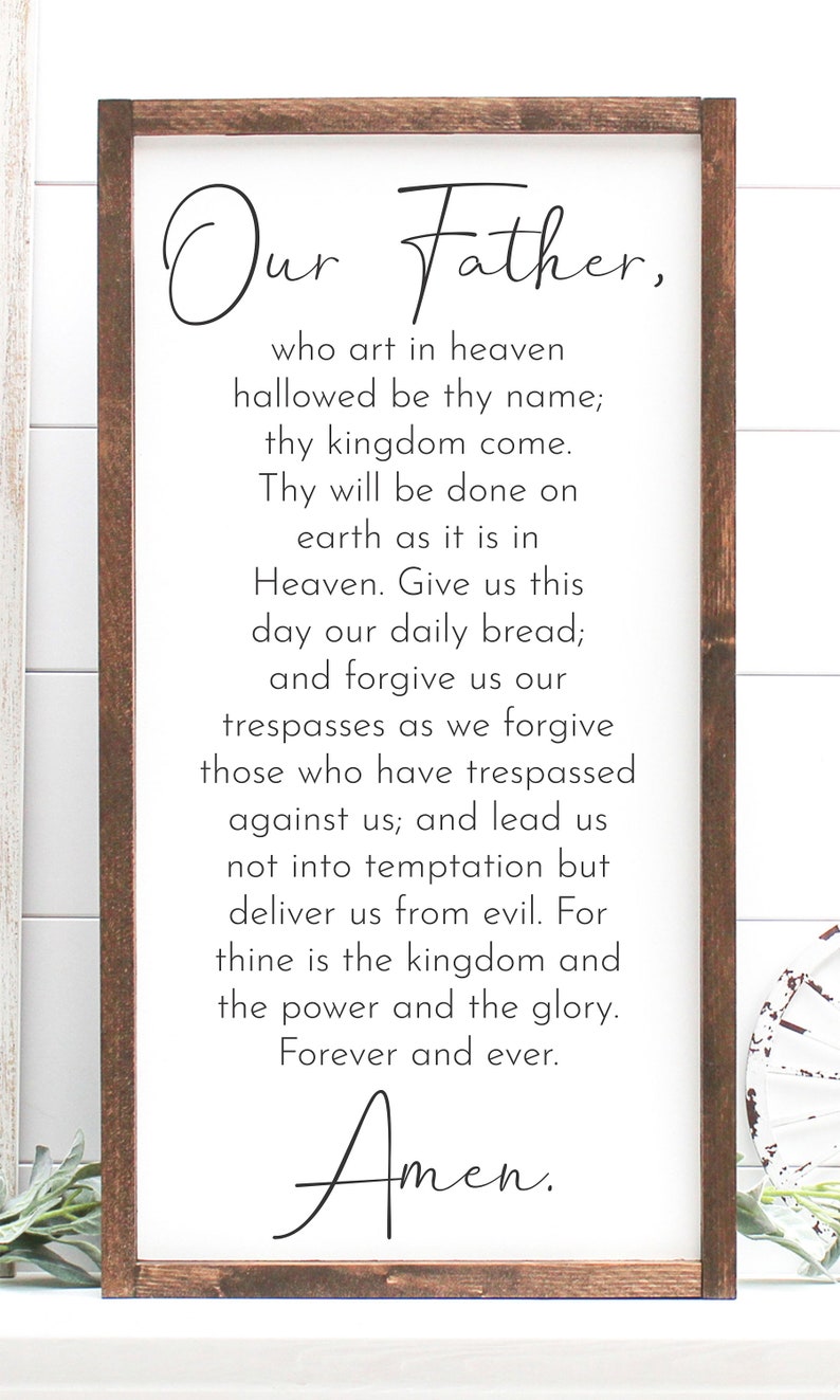Lords Prayer Pine Wood Framed Canvas Sign Farmhouse Decor Etsy