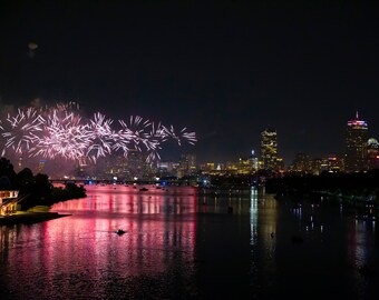 4 juli vuurwerk Boston, MA canvas afdrukken