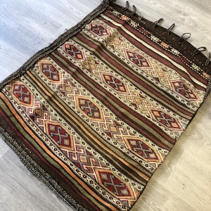Anatolian Kilim Rug, Turkish Camel Bag, Camel Sack Rug, Wall Decor Rug, Vintage Bag Rug, Handmade Rug, Authnetic Kilim Rug, Boho Kilim Rug