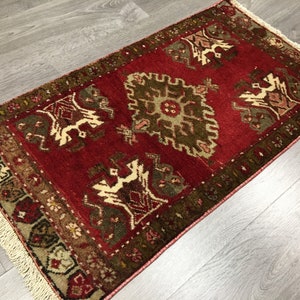 Vintage Anatolian Small Rug-Vintage Persian Small Rug-Vintage Bohemian Small Oushak-Vintage Bathroom Rug-Vintage Door mat Rug-Small Boho Rug