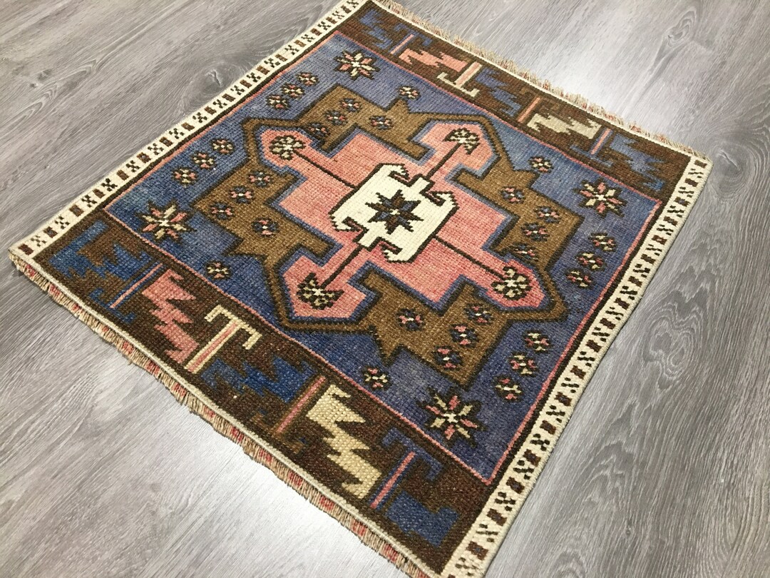 Blue Square Rugsquare Blue Rugsquare Bathroom Rugsquare Etsy