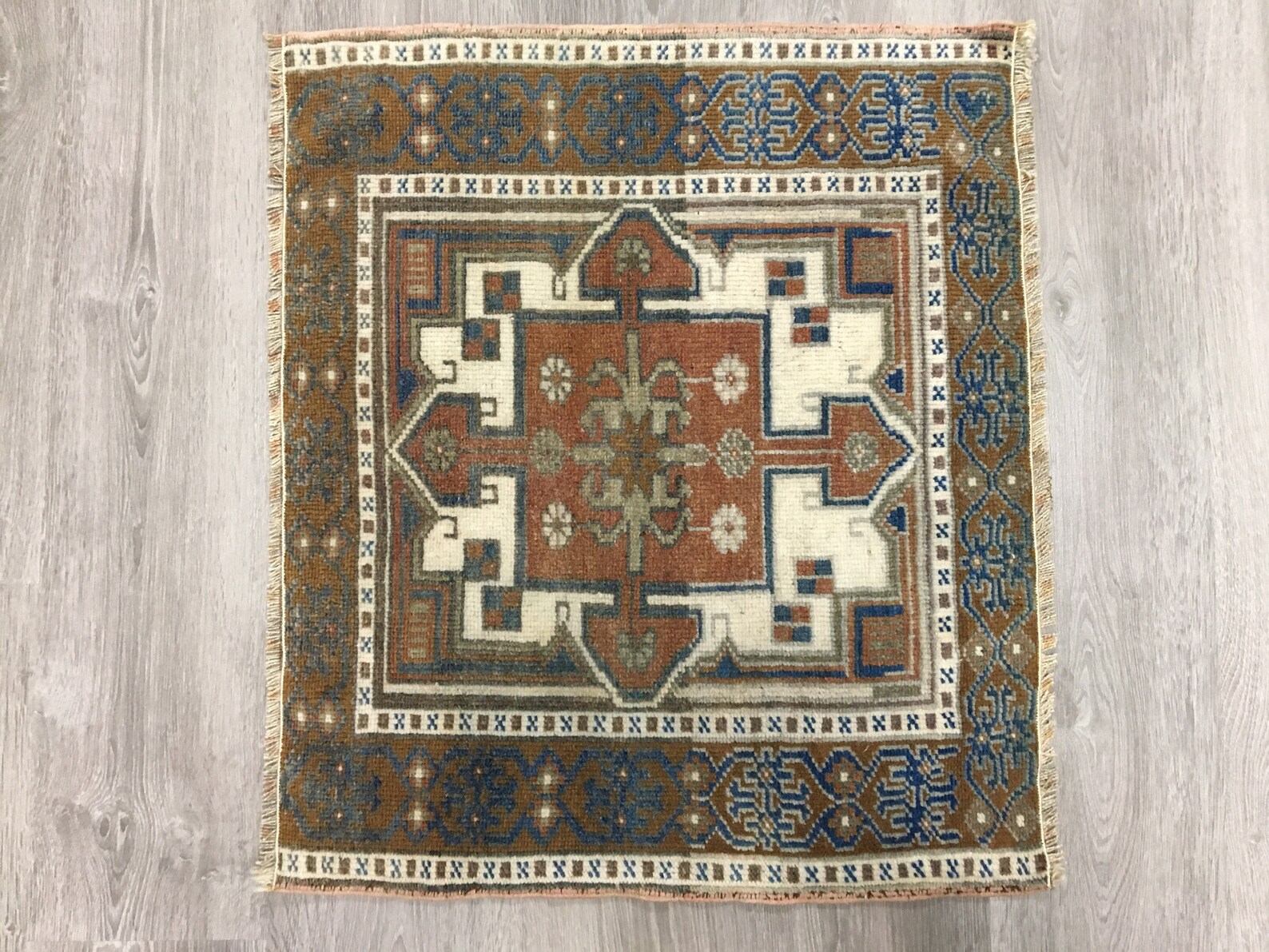 Small Square Rug Rustic Small Rugwool Bohemian Rug Small Etsy