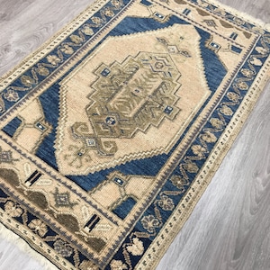 Rustic Small Anatolian Rug , Bohemian Small Rug , Authentic Turkish Small Rug , Vintage Small Oushak Rug ,Chic Small Bathroom Rug,Floor Rugs