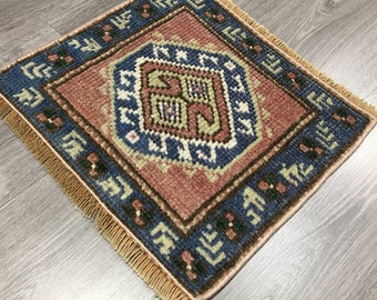 Small Square Turkish Rug  Oushak (1'4" x 1'3")