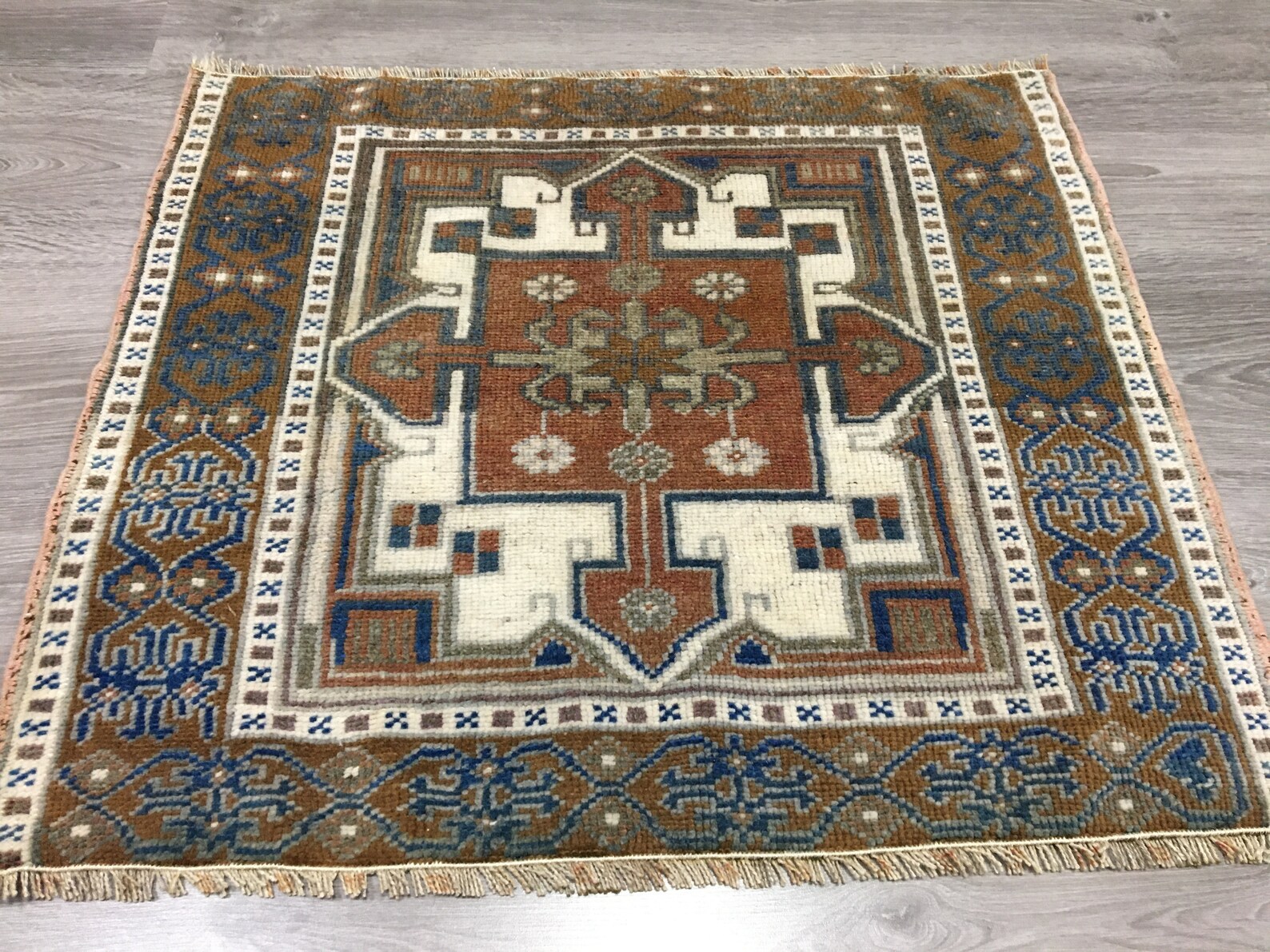 Small Square Rug Rustic Small Rugwool Bohemian Rug Small Etsy