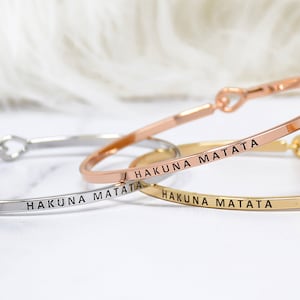Hakuna Matata - Bransoletka Bangle z wiadomością dla kobiet, dziewcząt, córek, żon, świąt, rocznic, prezent specjalny