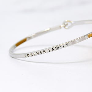 Forever Family - Bracelet Bangle with Message for Women Girl Daughter Wife Holiday Anniversary Special Gift