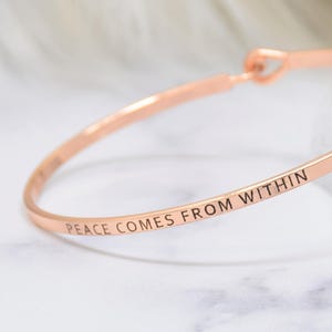 Peace Comes From Within - Bracelet Bangle with Message for Women Girl Daughter Wife Holiday Anniversary Special Gift