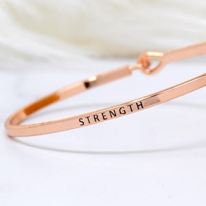Strength - Bracelet Bangle with Message for Women Girl Daughter Wife Holiday Anniversary Special Gift