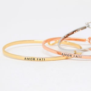Amor Fati - Bracelet Bangle with Message for Women Girl Daughter Wife Holiday Anniversary Special Gift