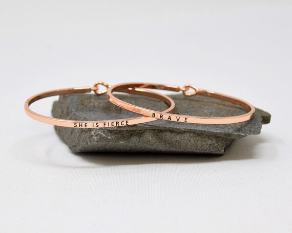 Engraved Stacking Bracelets | She is Fierce