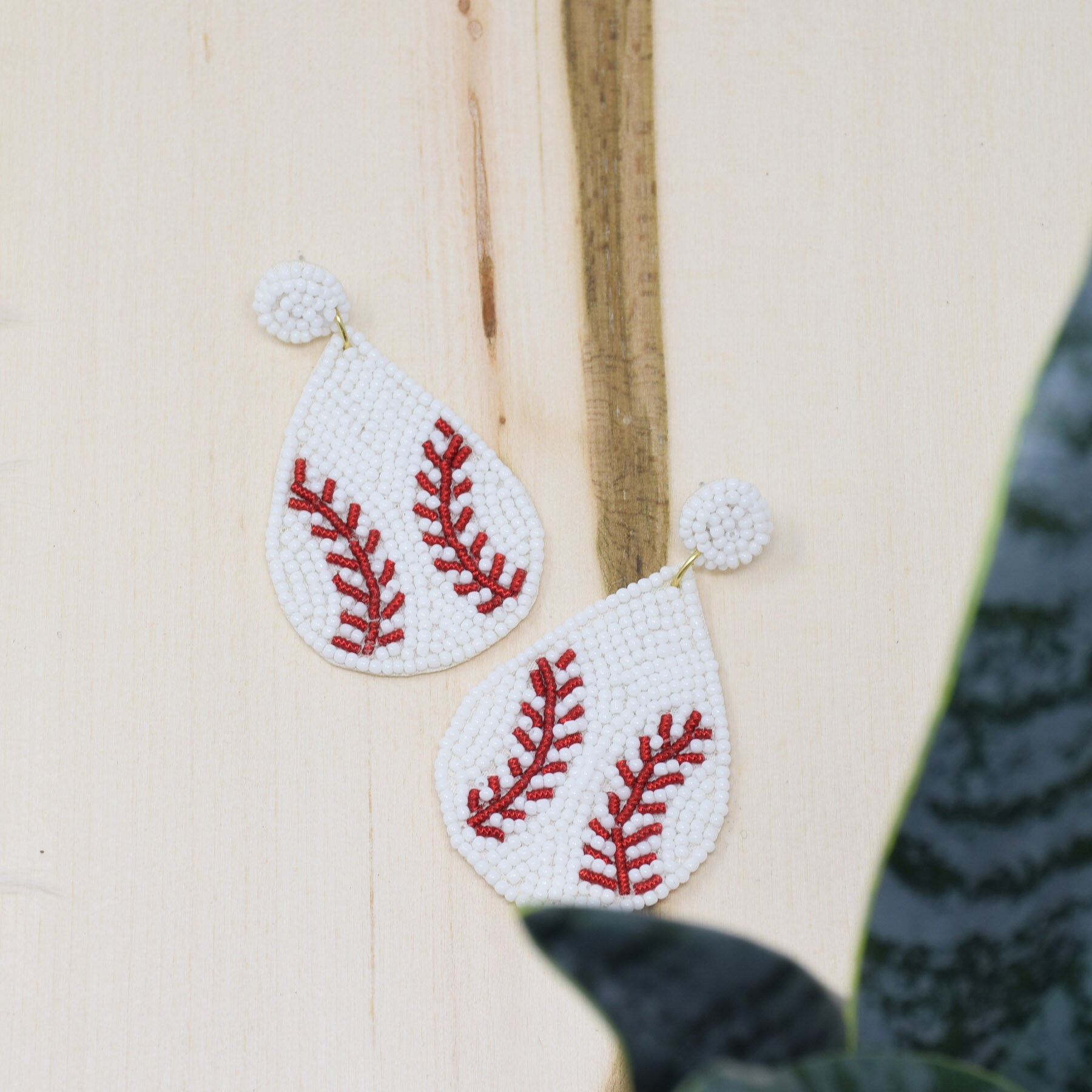 Curated Beaded Baseball Earrings White / Round Post / Seed Etsy