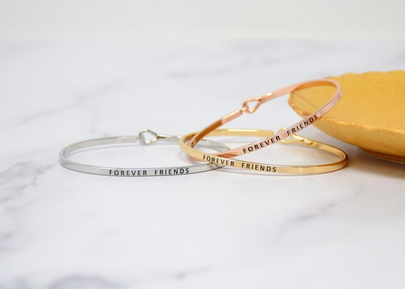 Forever Friends - Bracelet Bangle with Message for Women Girl Daughter Wife Holiday Anniversary Special Gift