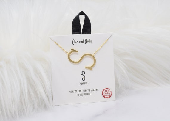 Sideways Initial S One and Only Necklaces Mono - Perfect gift for Mother's Day,Valentine's Day,Christmas,Hanukkah,Birthdays,Wife,Daughter