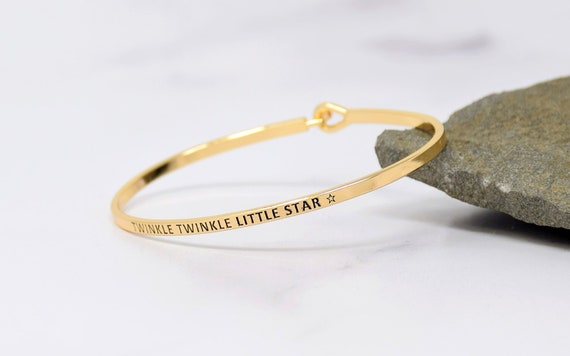 Twinkle Twinkle Little Star - Bracelet Bangle with Message for Women Girl Daughter Wife Holiday Anniversary Special Gift