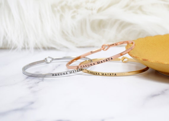 Hakuna Matata - Bracelet Bangle with Message for Women Girl Daughter Wife Holiday Anniversary Special Gift