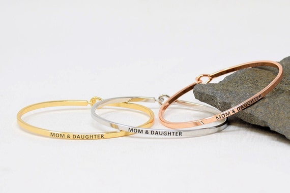 Mother and Daughter  - Bracelet Bangle with Message for Women Girl Daughter Wife Holiday Anniversary Special Gift