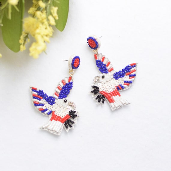 Eagle Flag Earring | Fourth of July Earrings, Patriotic Earrings, 4th of July Party, Military, America, Fourth of July Party Decorations
