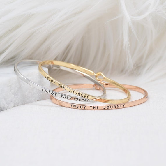 Enjoy the journey - Bracelet Bangle with Message for Women Girl Daughter Wife Holiday Anniversary Special Gift