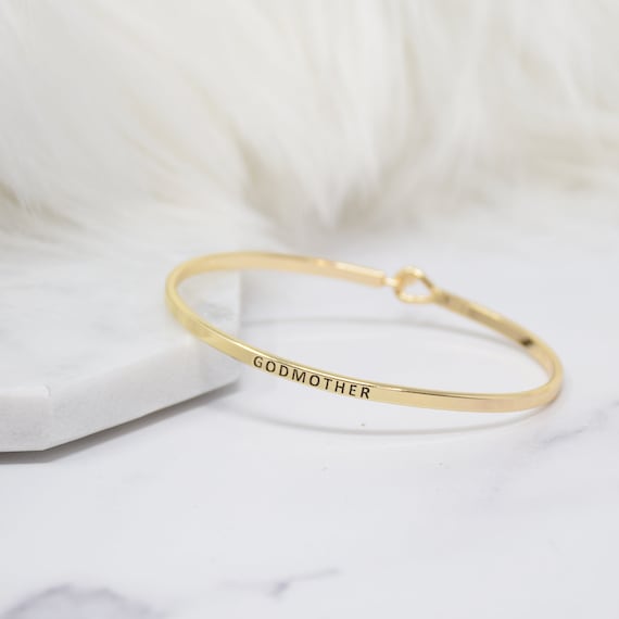 Godmother  - Bracelet Bangle with Message for Women Girl Daughter Wife Holiday Anniversary Special Gift