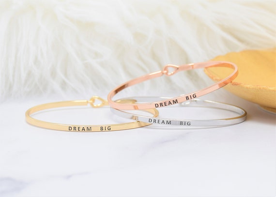 Dream Big - Bracelet Bangle with Message for Women Girl Daughter Wife Holiday Anniversary Special Gift