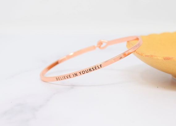Believe in Yourself - Bracelet Bangle with Message for Women Girl Daughter Wife Holiday Anniversary Special Gift