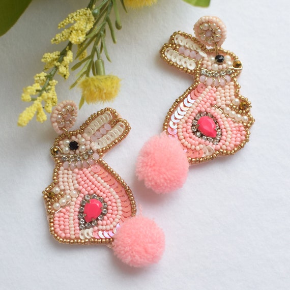 Easter Bunny, Happy Easter Beaded Earrings, Easter Earrings, Easter Egg, Gift ideas, Spring Earrings, Woman's Earrings, Statement Earrings