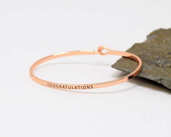 Congratulations - Bracelet Bangle with Message for Women Girl Daughter Wife Holiday Anniversary Special Gift