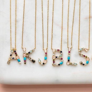 Collar con inicial de piedra de nacimiento: regalo perfecto para el Día de la Madre, el Día de San Valentín, Navidad, Hanukkah, cumpleaños, esposa, hija.