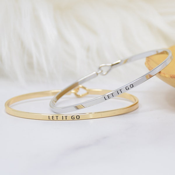 Let it go - Bracelet Bangle with Message for Women Girl Daughter Wife Holiday Anniversary Special Gift