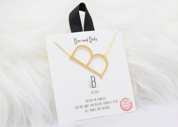 Sideways Initial B One and Only Necklaces Mono- Perfect gift for Mother's Day,Valentine's Day,Christmas,Hanukkah,Birthdays,Wife,Daughter