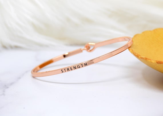 Strength - Bracelet Bangle with Message for Women Girl Daughter Wife Holiday Anniversary Special Gift