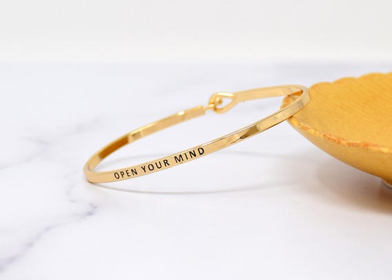 Open Your Mind - Bracelet Bangle with Message for Women Girl Daughter Wife Holiday Anniversary Special Gift