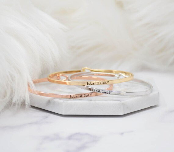 IsLand GaL! - Bracelet Bangle with Message for Women Girl Daughter Wife Holiday Anniversary Special Gift