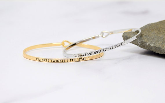 Twinkle Twinkle Little Star - Bracelet Bangle with Message for Women Girl Daughter Wife Holiday Anniversary Special Gift