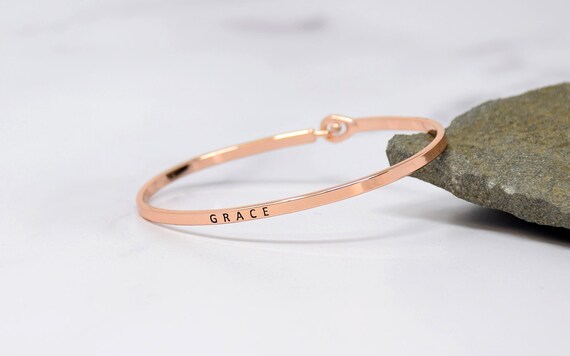 Grace - Bracelet Bangle with Message for Women Girl Daughter Wife Holiday Anniversary Special Gift