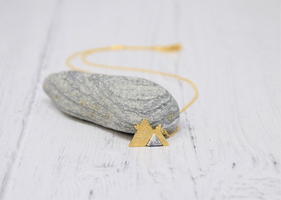 Mountain Stone Necklace - Handcrafted Gold Brass Marble Necklaces Perfect Women Girl Daughter Wife Holiday Anniversary Special Gift